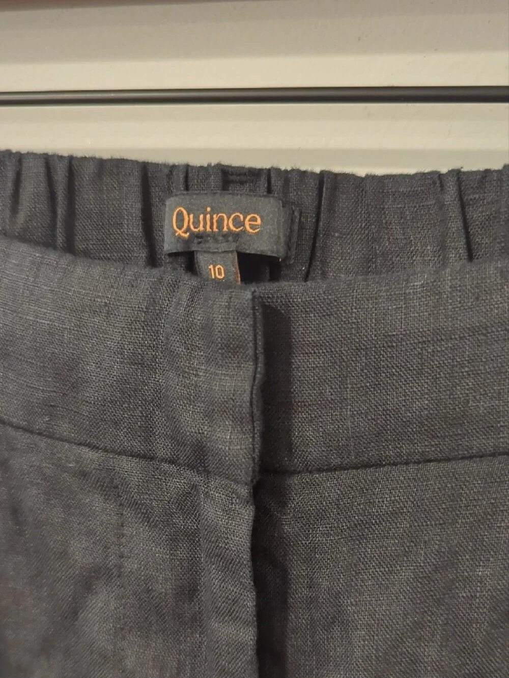 Quince 100% European Linen Pleated Trouser Pants Black size 10 Wide Leg